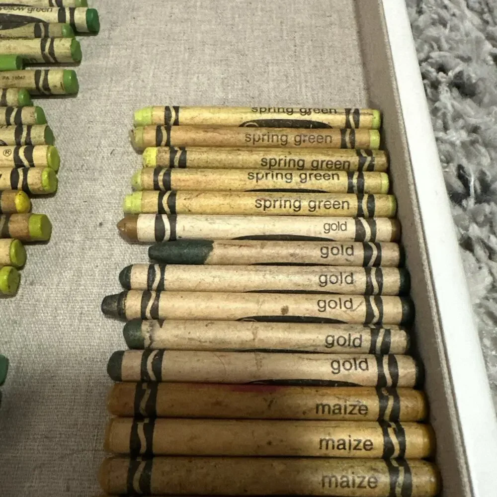 Vintage Binney Smith Crayola Crayons - Lot of 56 Greens And Yellows